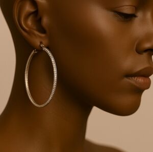 Mixit Silver Big Hoop Earrings – Hypoallergenic Dainty Women’s Fashion Jewelry